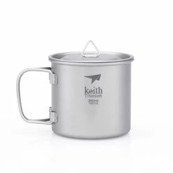 Best Pirce 🛒 Keith Single-Wall Titanium Mug With Folding Handle And Lid 🔔